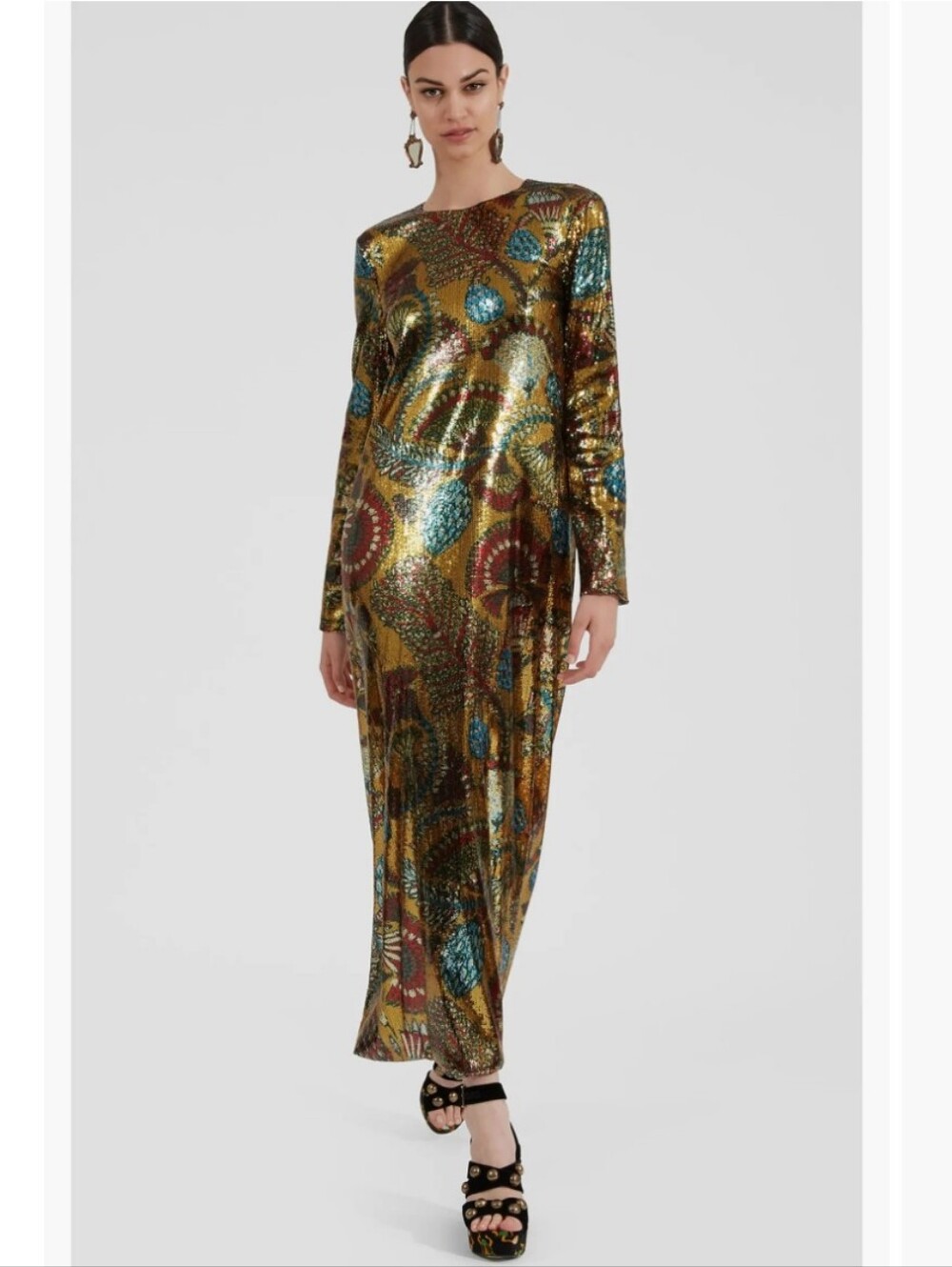 La Double J Swank Dress In Sicomore Gold Size Medium